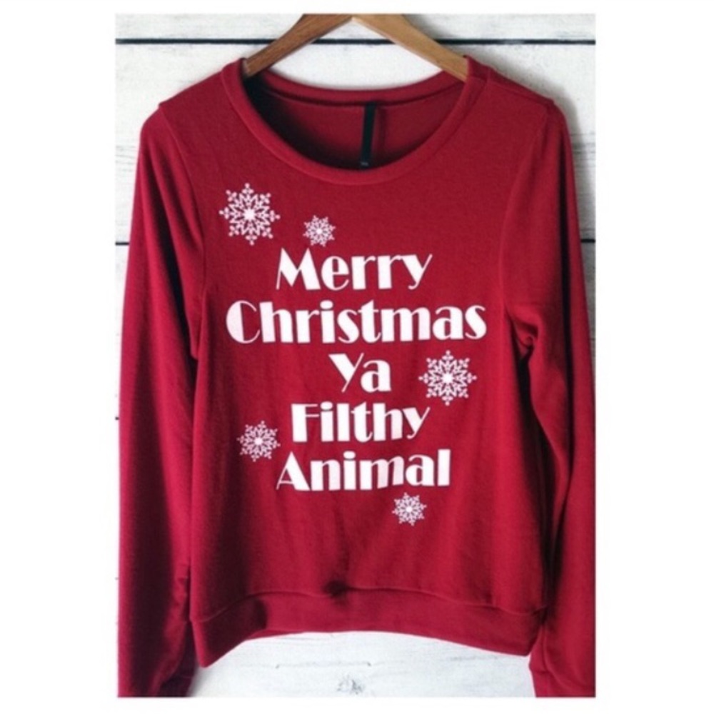 ‘Merry Christmas Ya Filthy Animal’ sweater